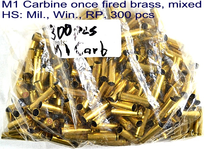 30 M1 Carbine Once Fired Brass 300 Pcs Cleaned Mixed Hs Mil Win