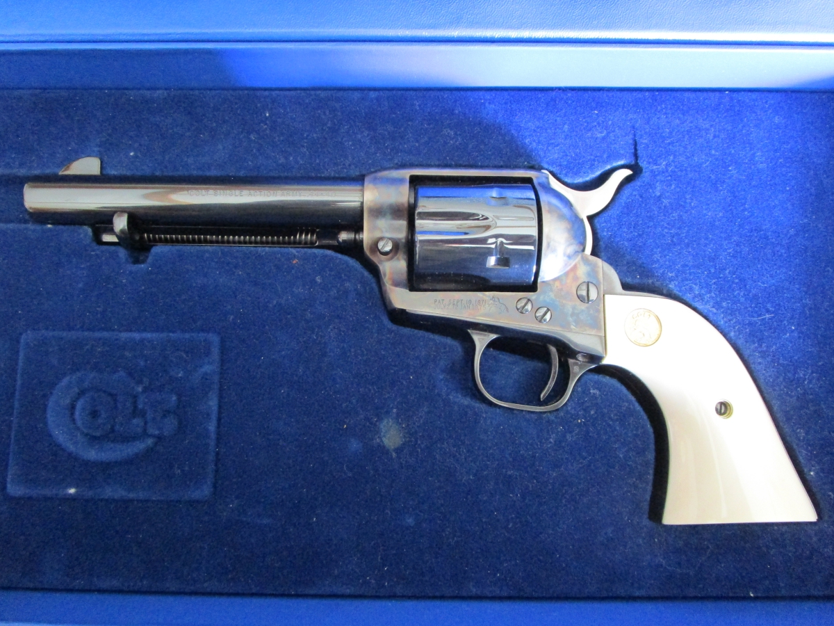  - Like New Colt Single Action Revolver, 44-40, 3rd Generation, Blued and Color Case, Ivory Grips - Picture 1