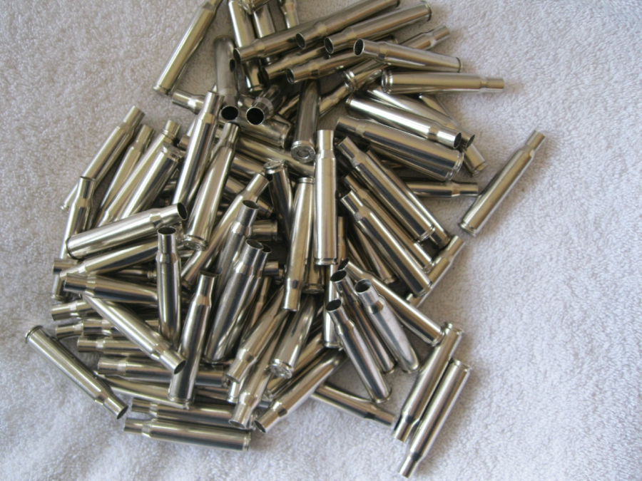 100 PIECES .30-06 NICKEL PLATED PRIMED BRASS NEW