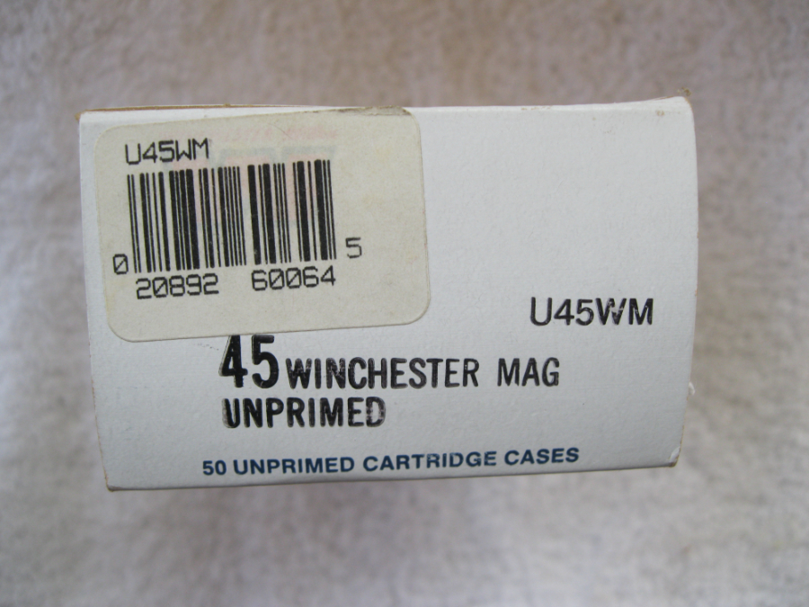 45 Winchester Mag Magnum Unprimed Brass Cartridge Cases Box Of 51 ...