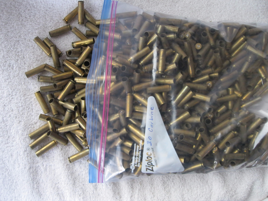 30 CARBINE BRASS CARTRIDGE CASES W-W 100 Count plus 2 ONCE FIRED WINCHESTER  WESTERN RELOADING COMPONENTS / 126-7 15290944 