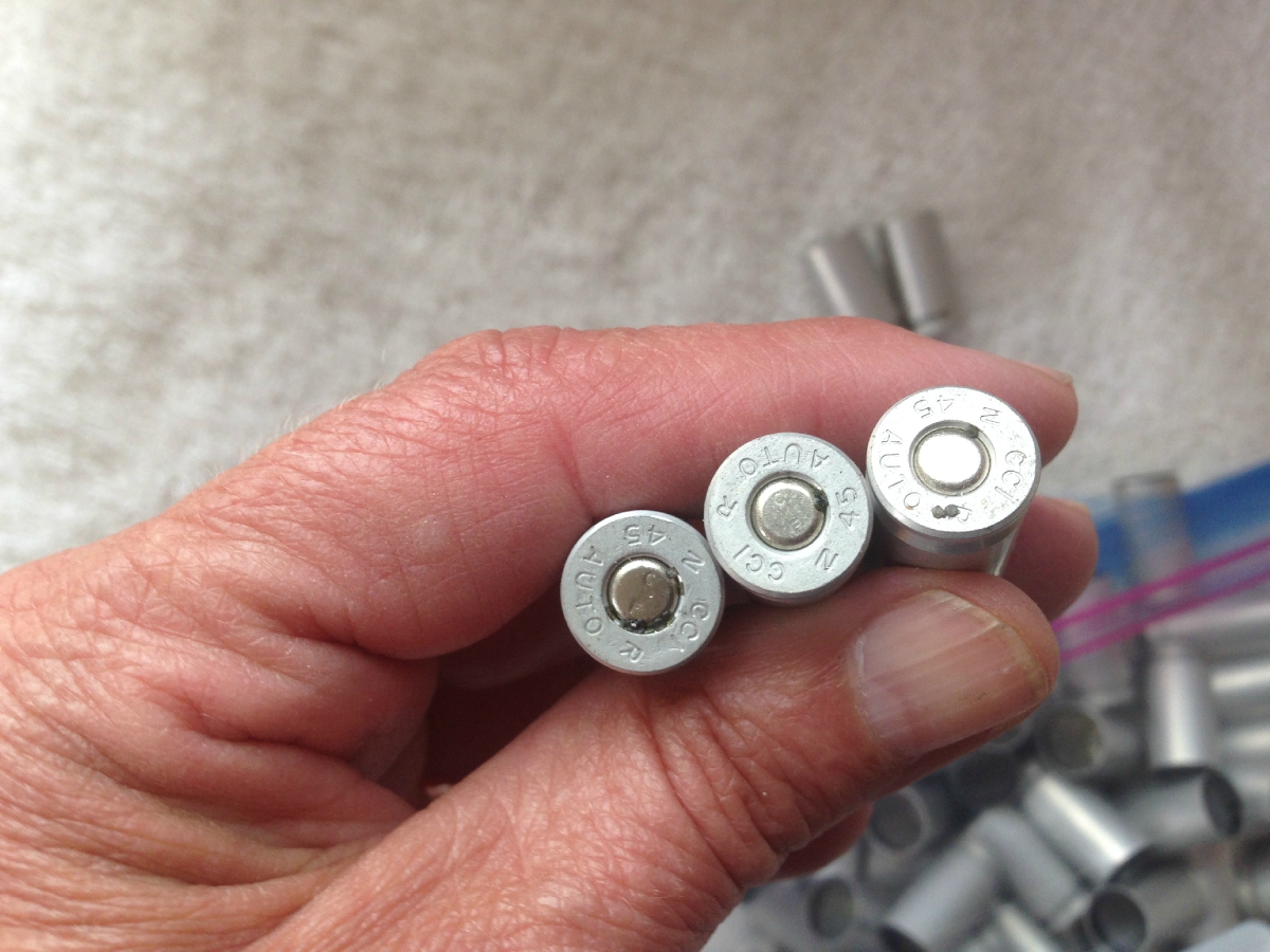 45 AUTO ACP BLAZER BRASS NEW PRIMED CARTRIDGE CASES MOUTH SEALED WATERPROOF AUTOMATIC COLT