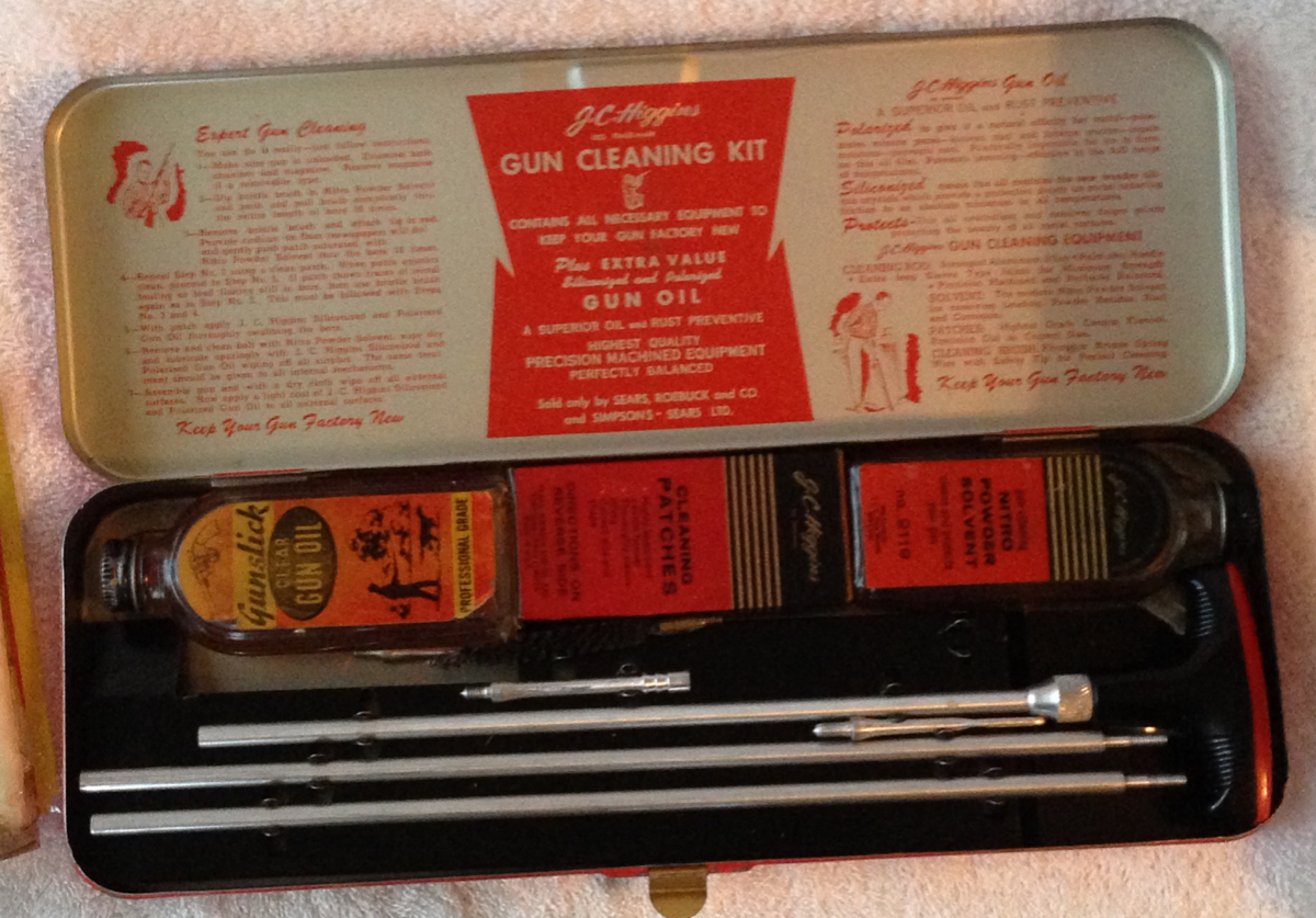 J. C. HIGGINS NO. 2145 GUN CLEANING KIT NICE VINTAGE SEARS ROEBUCK & CO