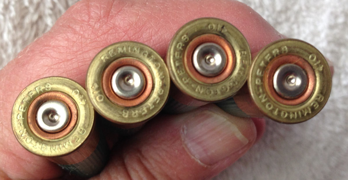 410 Shotgun Shells, Brass End View Stock Photo - Image of primers, boom:  38178