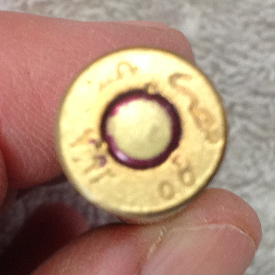 PRIMED FOREIGN MILITARY RIFLE CARTRIDGE CASE HEAD STAMP HAS Middle East