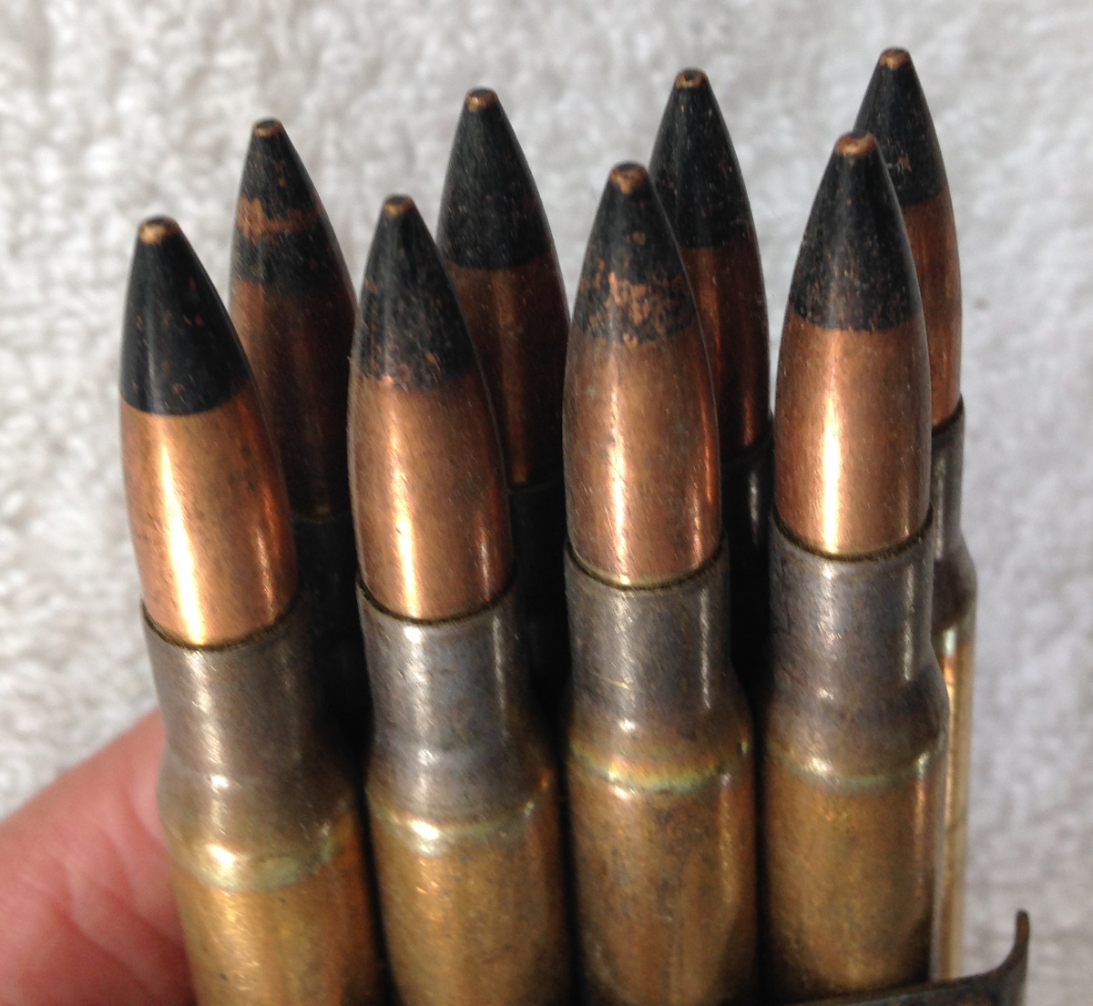 Lc 54 .30-06 Armor Piercing Black Tip Ammunition In Bandolier 7 Clips ...