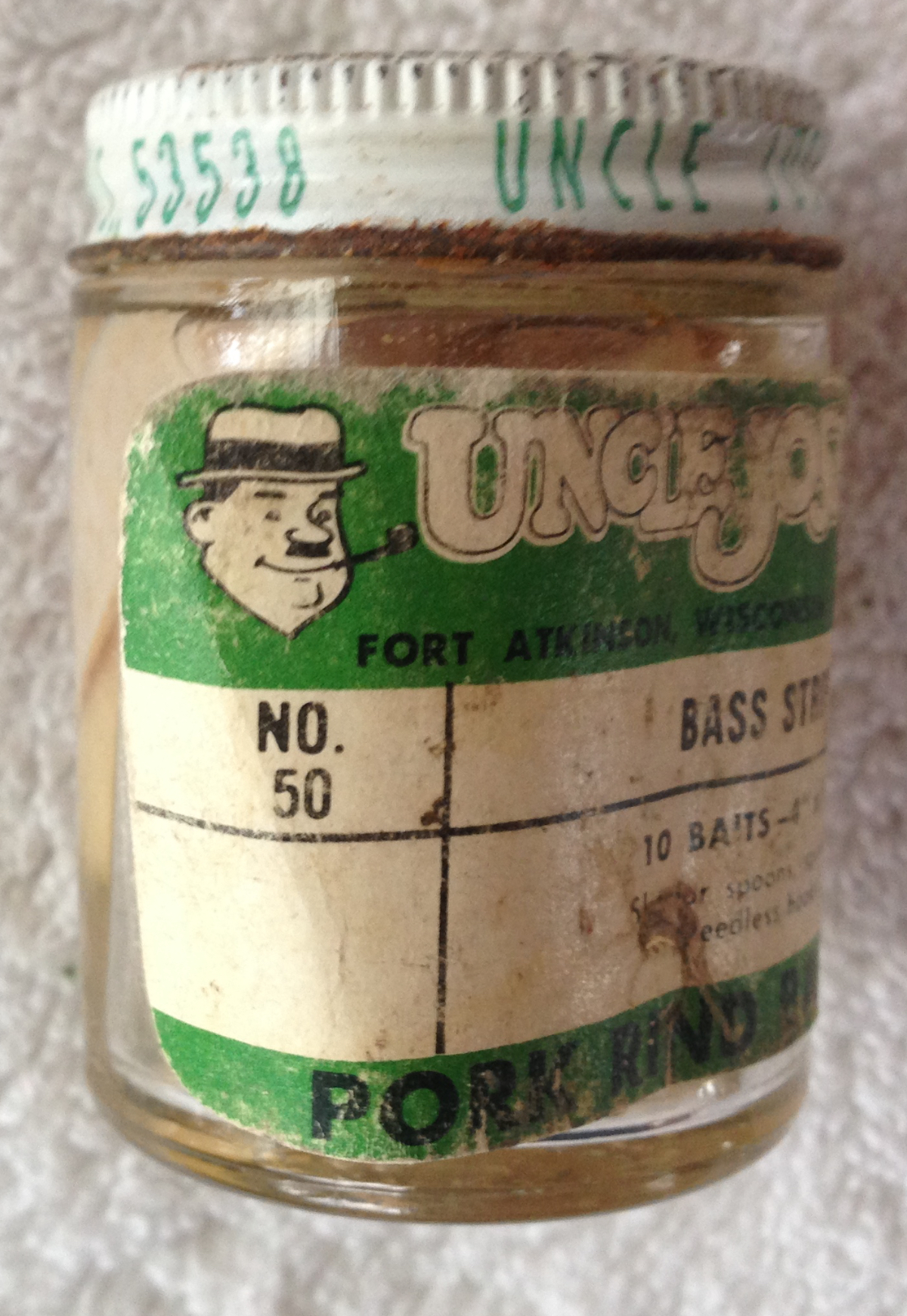 Uncle Josh Pork Rind Baits No. 50 Bass Strip Vintage Fort Atkinson
