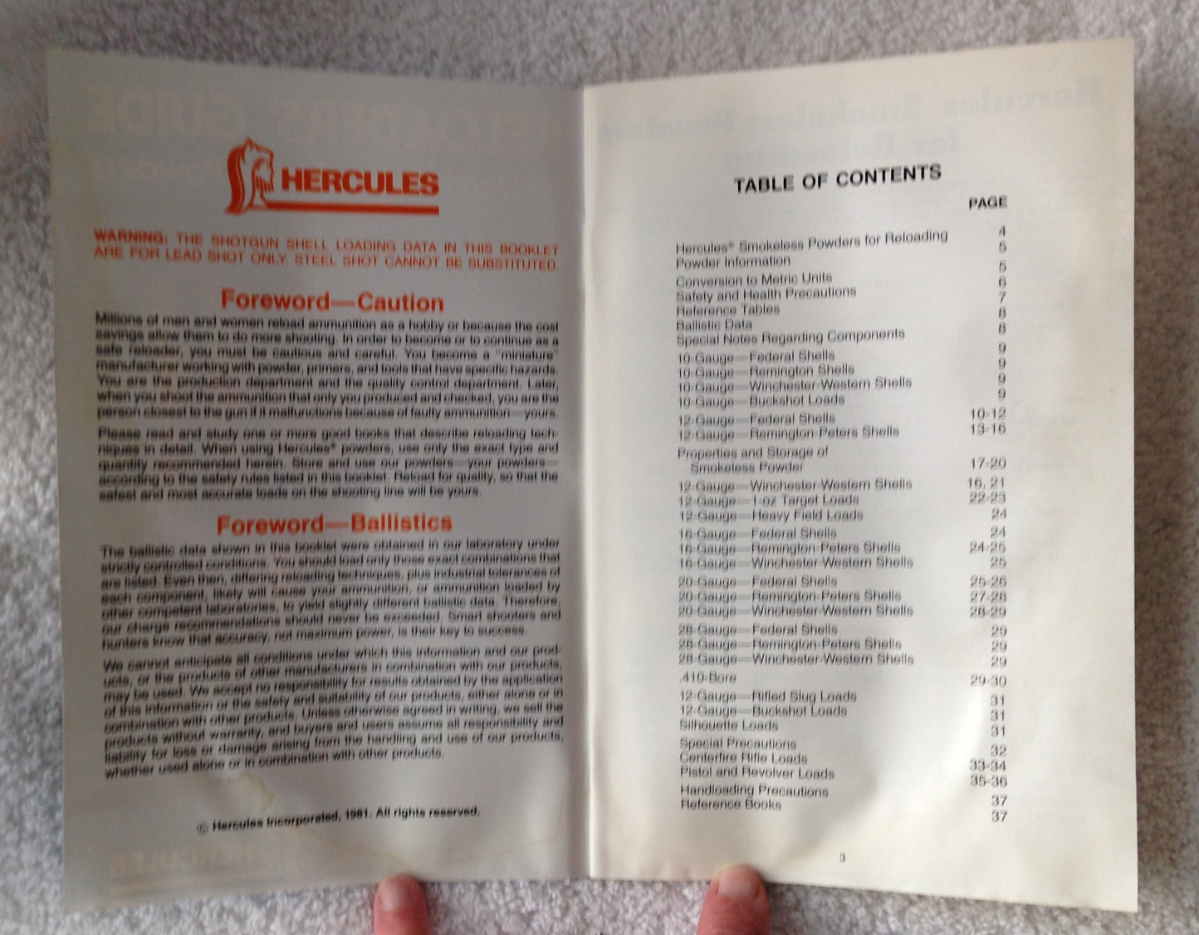 RELOADERS` GUIDE FOR HERCULES SMOKELESS POWDERS 1981 / 1208-1 17191709 ...