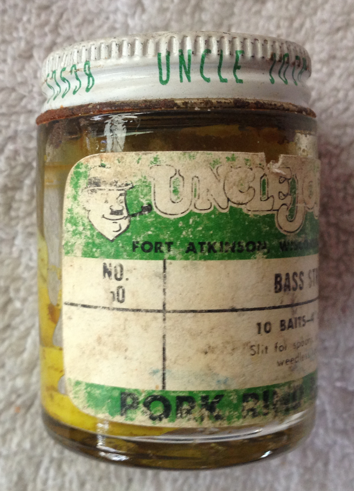 UNCLE JOSH PORK RIND BAITS NO. 50 BASS STRIP VINTAGE FORT ATKINSON