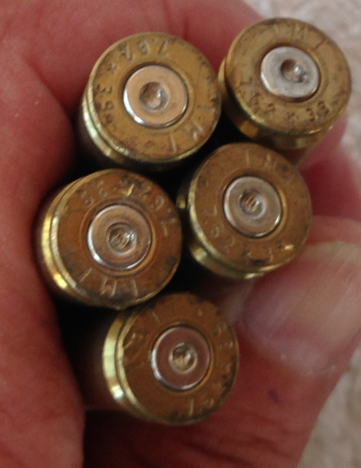 Imi 7 62 x 39 once fired brass cartridge cases 18 count reloading