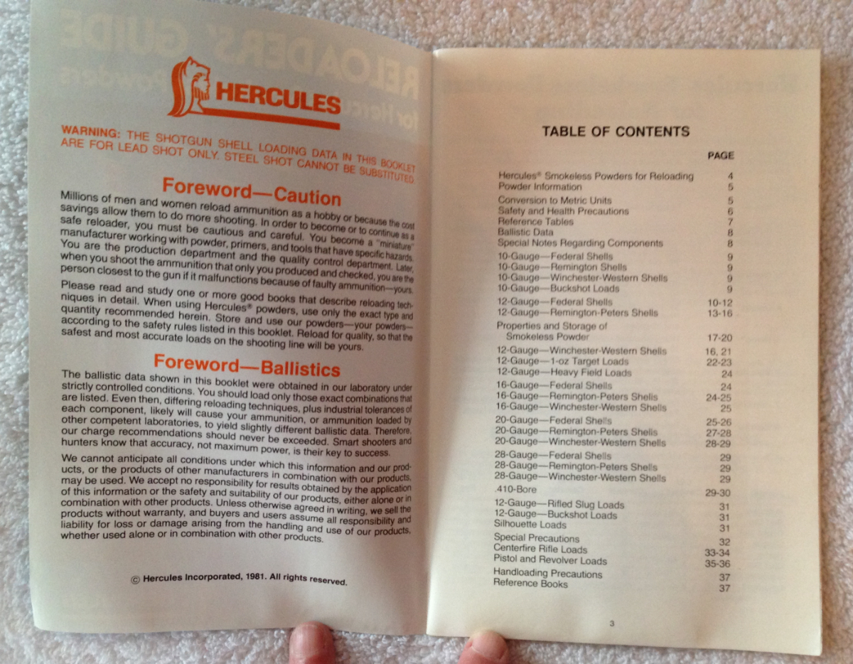 RELOADERS` GUIDE FOR HERCULES SMOKELESS POWDERS 1981 / 0105-2 17296679 ...