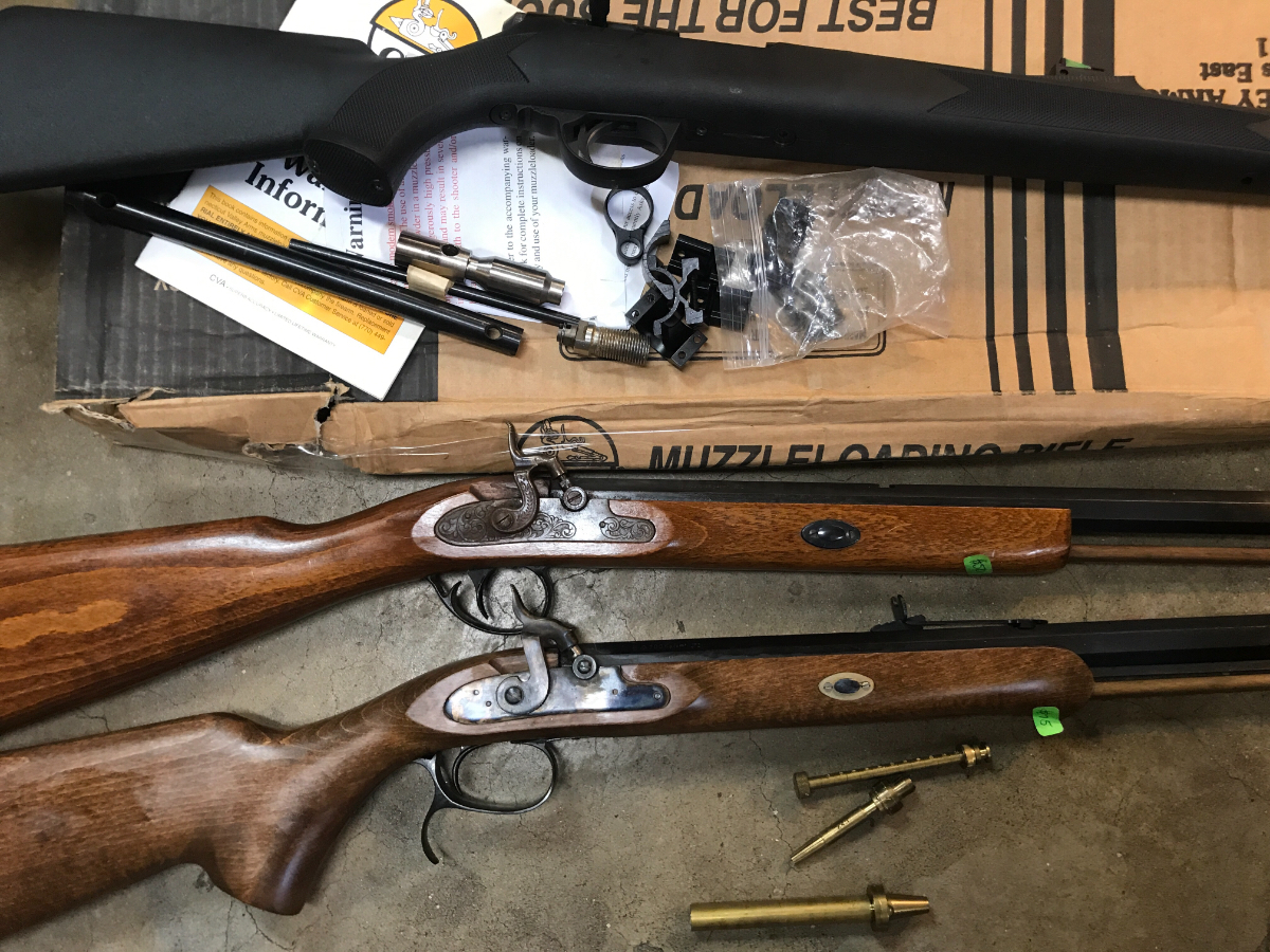 3 Black Powder Rifles Traditions .50, Cva Plainsman, Cva Staghorn