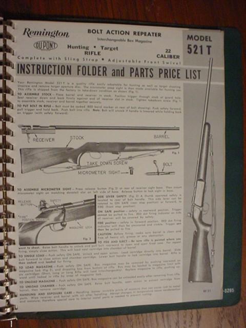 Remington 521T Instruction Manual & parts listing 13488187 - GunAuction.com