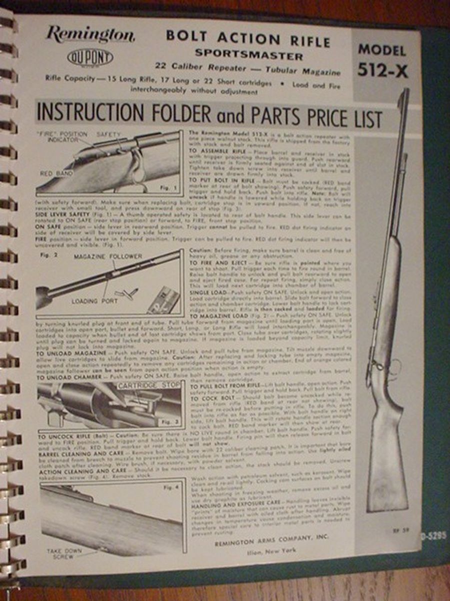 Remington Model 512 Instruction Manual Original For Sale at GunAuction ...