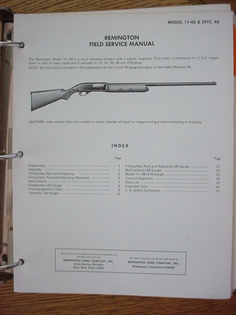 Remington 11-48 Field Service Manual, Sportsman 48 For Sale at ...