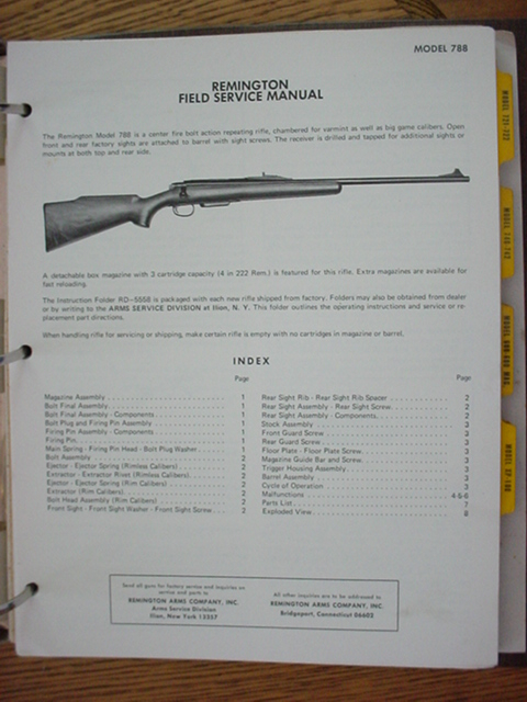 Remington 788 Field Service Manual Original For Sale at GunAuction.com ...