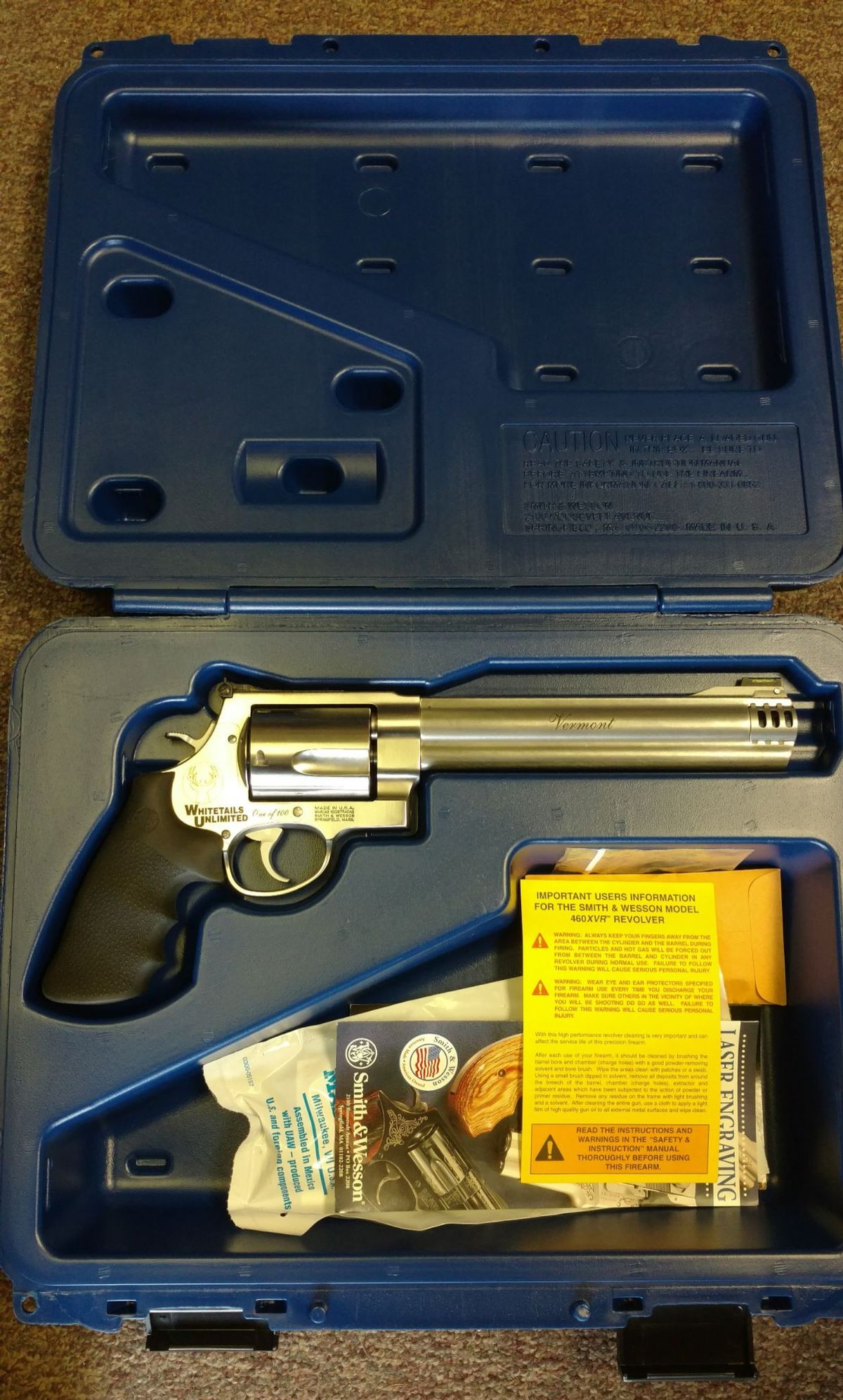Smith Wesson 460 Xvr Whitetails Unlimited 1 Of 100 Vermont 8 3 8 Unfired Revolver 06 Commemorative Nib 460 S W Magnum For Sale At Gunauction Com Smith Wesson 460 Xvr Whitetails Unlimited 1 Of 100 Vermont 8 3 8 Unfired Revolver 06 Commemorative Nib 460 S W Magnum For Sale At Gunauction Com
