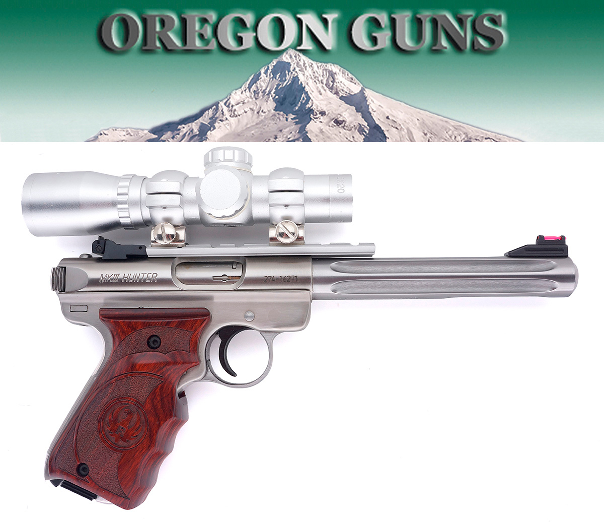 Ruger MARK III HUNTER TARGET MODEL STAINLESS FLUTED BARREL SCOPED .22