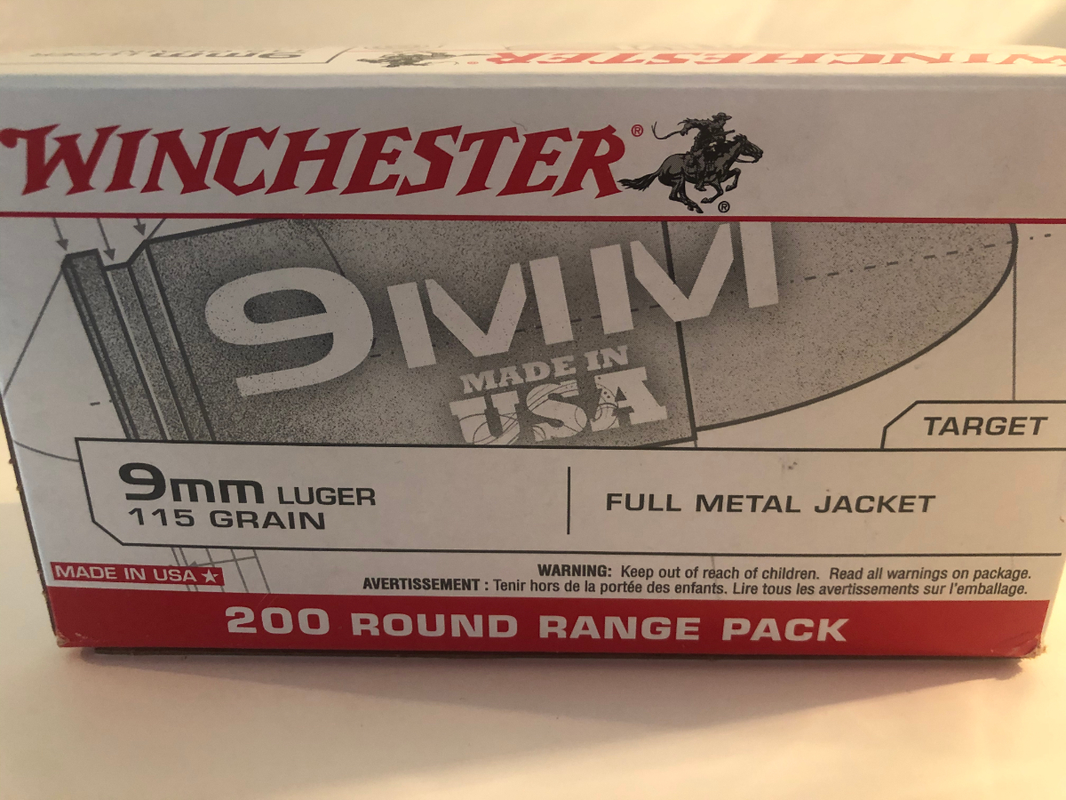 Winchester 200 round range pack 9mm 115 grain fmj factory new