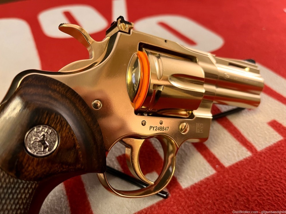 New custom colt python 3 inch 357 mag 24kt gold plated 357 magnum