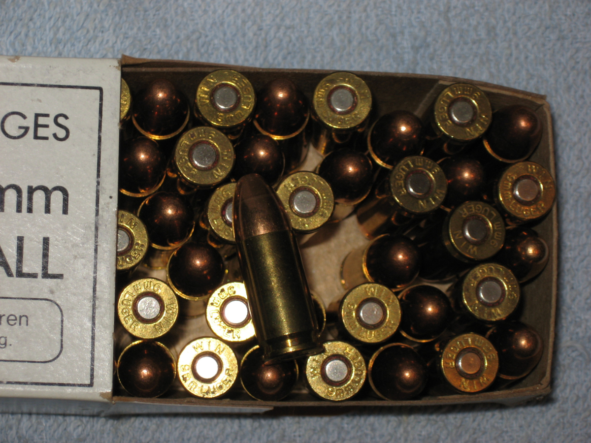 Winchester/Olin 9mm 115 Gr. Ball Ammo (Winchester White Box) 5 Boxes Of