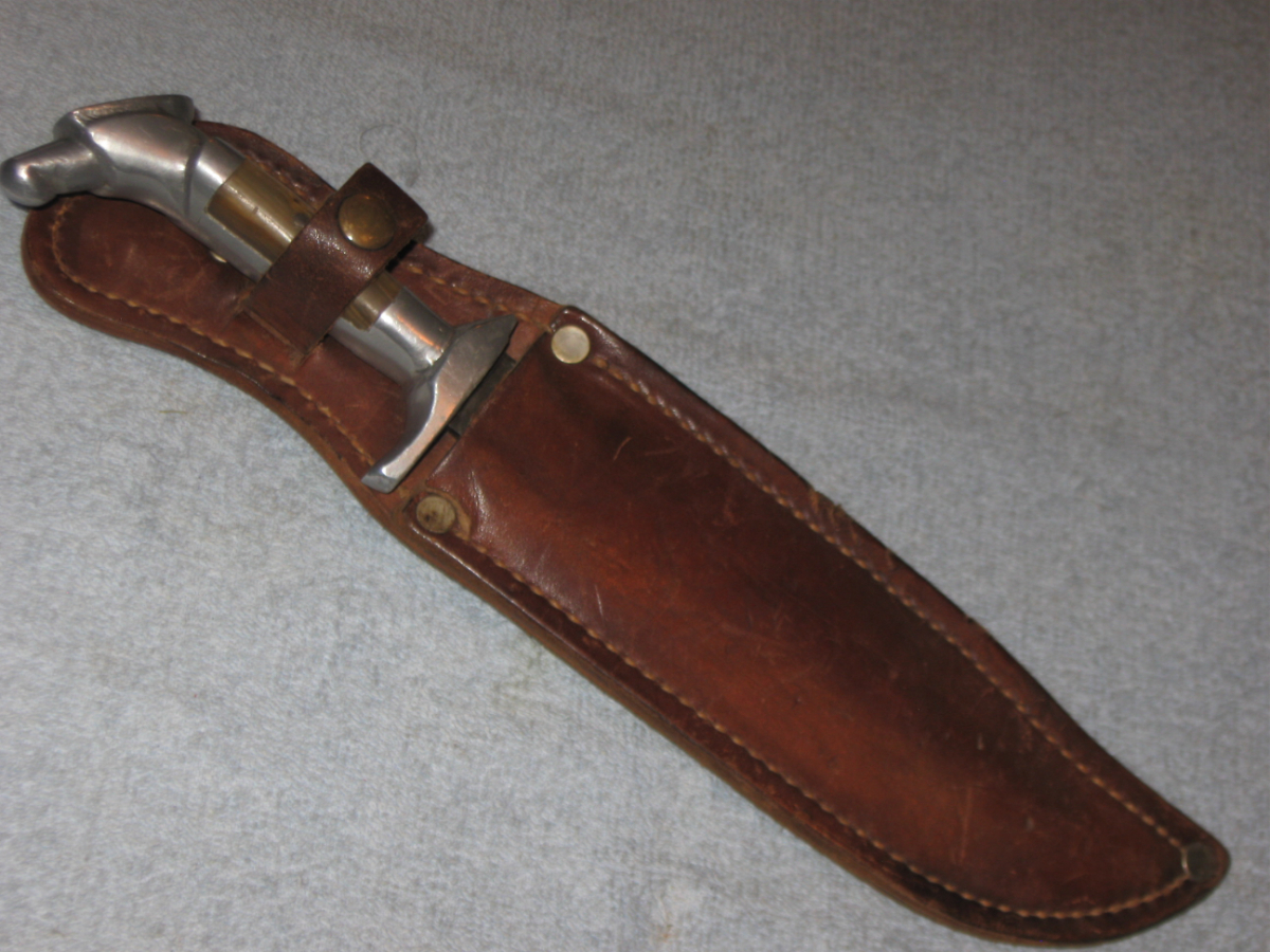 Sold at Auction: Handmade Mexican Bowie Knife W/ Leather Sheath