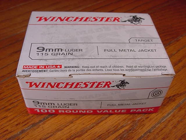 100 Round Value Pack Of Winchester Target 9mm Luger Full Metal Jacket ...