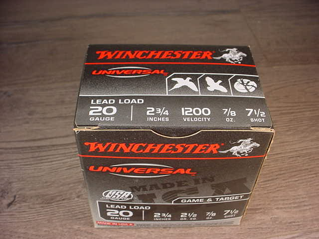 Box of Winchester Universal Game & Target Load 20 Gauge 7 1/2 Shot ...