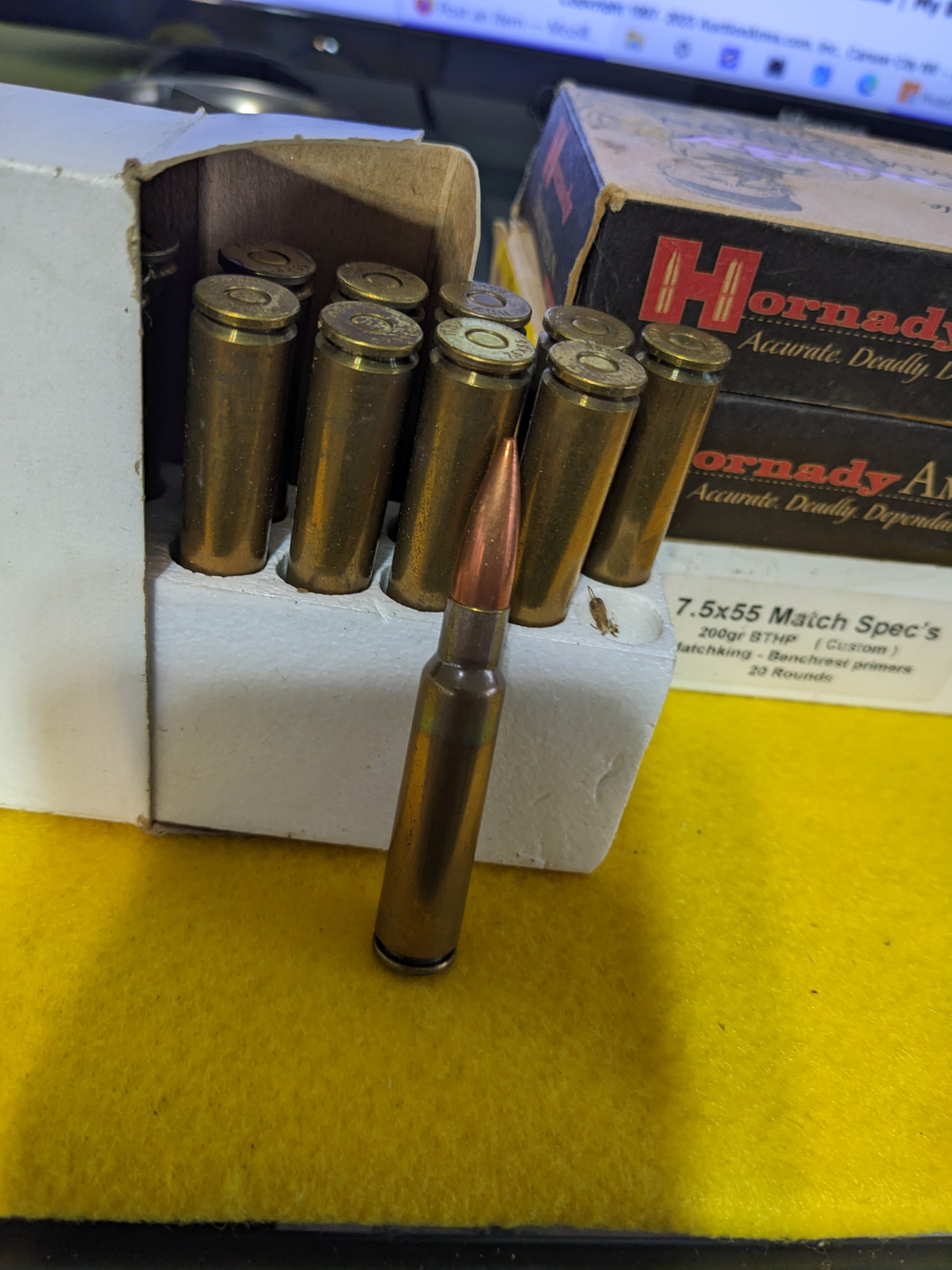 Hornady&Match Spec Two Boxes Hornady 7.5mm Swiss185gr Btsp And Two ...