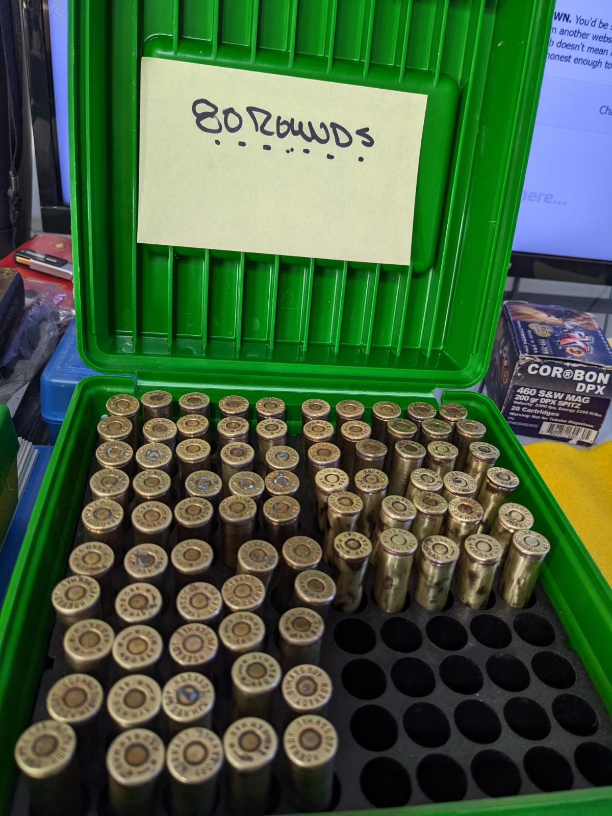 Smith & Wesson One new box C/B 20 RDs 200gr DPX Spitz460/S&W/Hornaday460 R/L 80 rd`s J/FP 180 gr