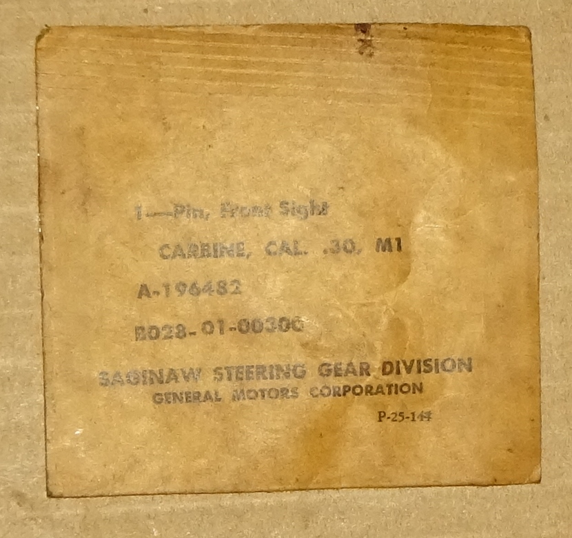 Saginaw M1 Carbine Front Sight Pin, New In Ww 2 Wrapper. .30 Carbine