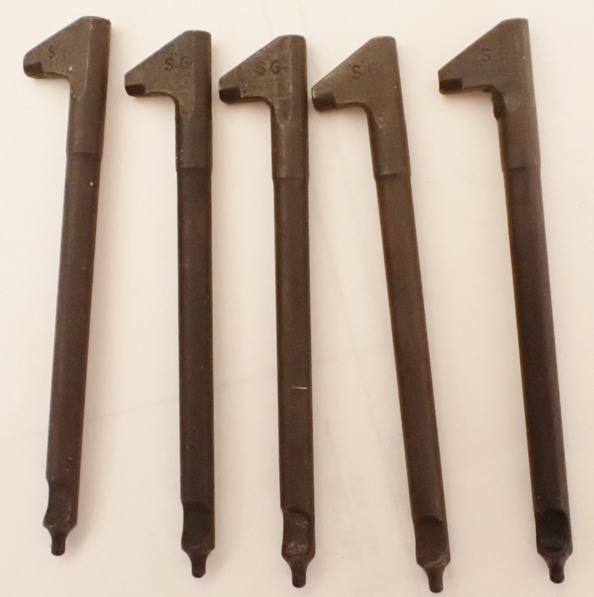 SAGINAW S`G` TYPE 3 FIRING PINS, FIVE (5) IN NUMBER, CODED, USED