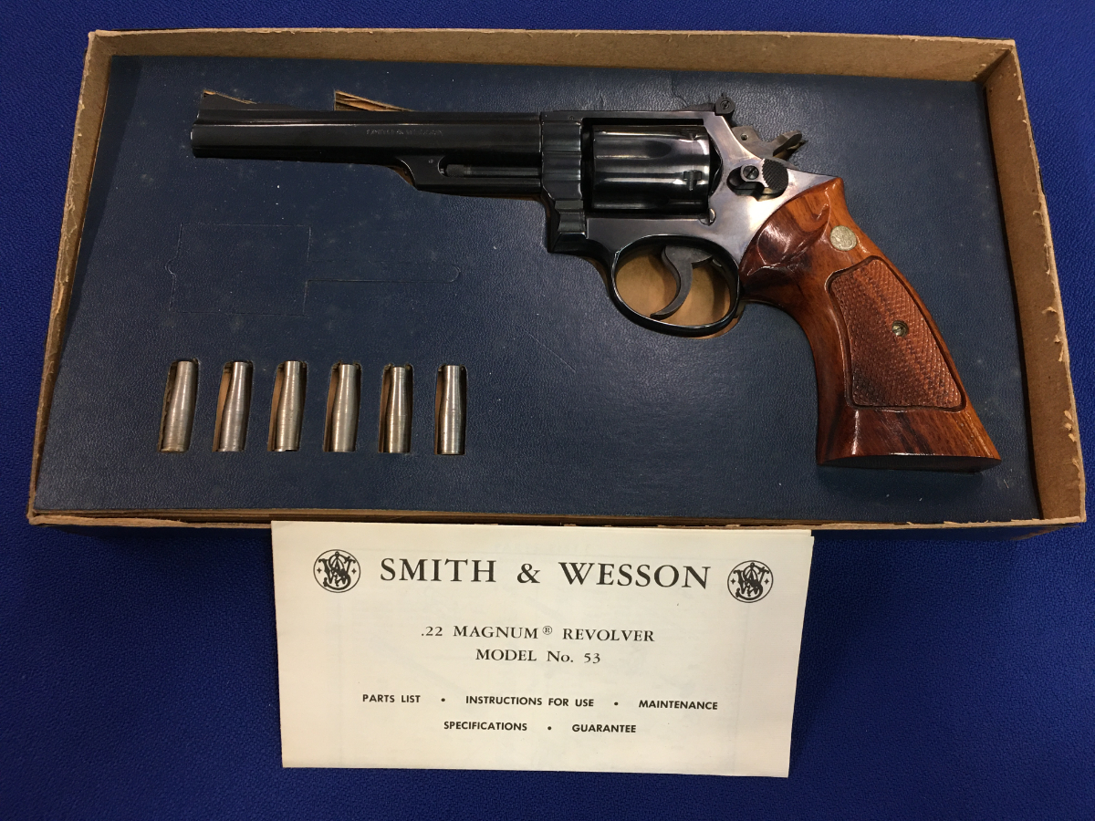 SMITH & WESSON MODEL 53, COMES W/ FACTORY BOX, PAPERS, & CHAMBER INSERTS, CHAMBERED IN .22 Jet - Picture 4