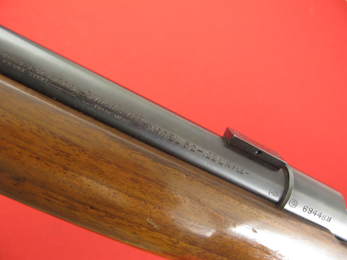 Winchester Model 52B Heavy Barrel 22LR, 28in Blue/Wood, Peep Sight, MFG ...