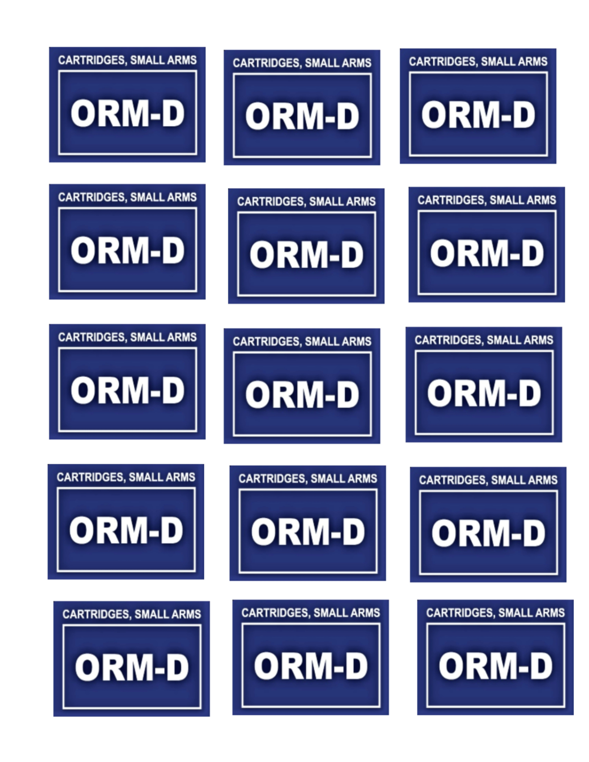Small Arms Cartridge Labels ORM-D ORM Stickers 2.5in X 2in ...