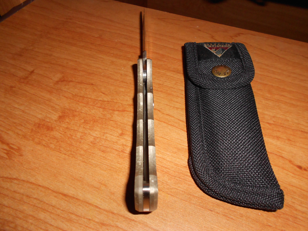 New Buck 560 Titanium push button open lock back knife 17120699