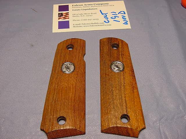 Colt 1911 Original Smooth Wood Grips Medallions For Sale At 8511780 9011