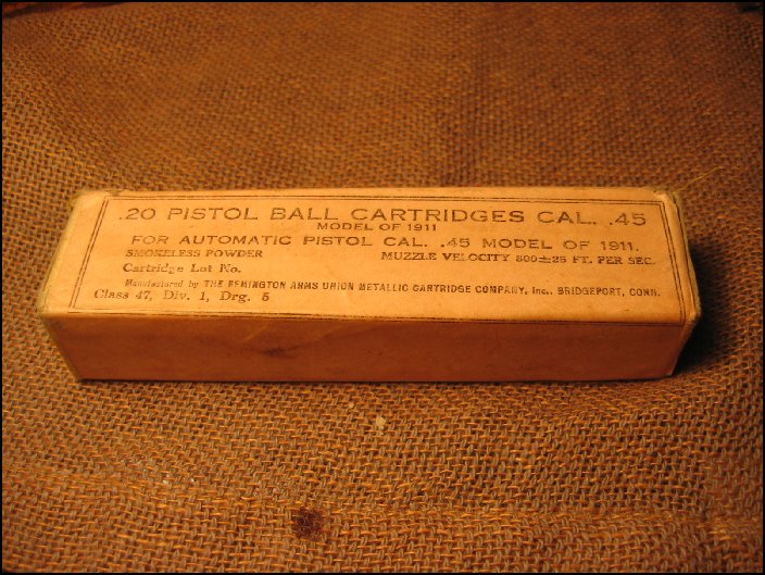 WW1 .45 ACP ammunition, 20rd. unopened box