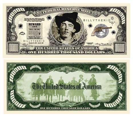 10 Billy The Kid Novelty 100 000 Dollar Bills For Sale At Gunauction Com