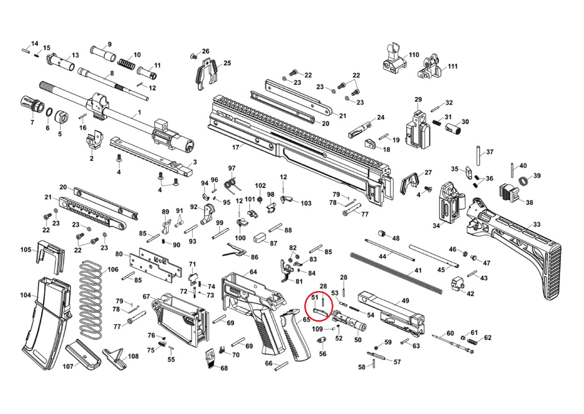 CZ 805 Bren spare parts - #51 Extractor .223 - Picture 2