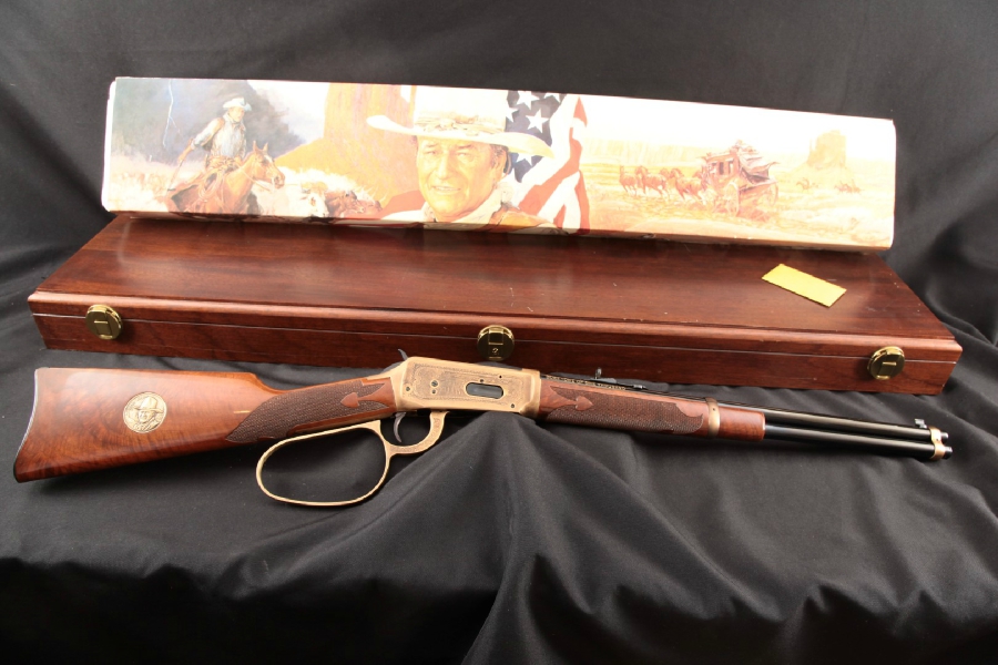 Winchester Model 94 “Duke One of One Thousand” Commemorative, Large Loop, Blue/Antique Gold 18 ¼” - Lever Action S.R.C, Box & Wood Case, MFD 1981 C&R - Picture 7