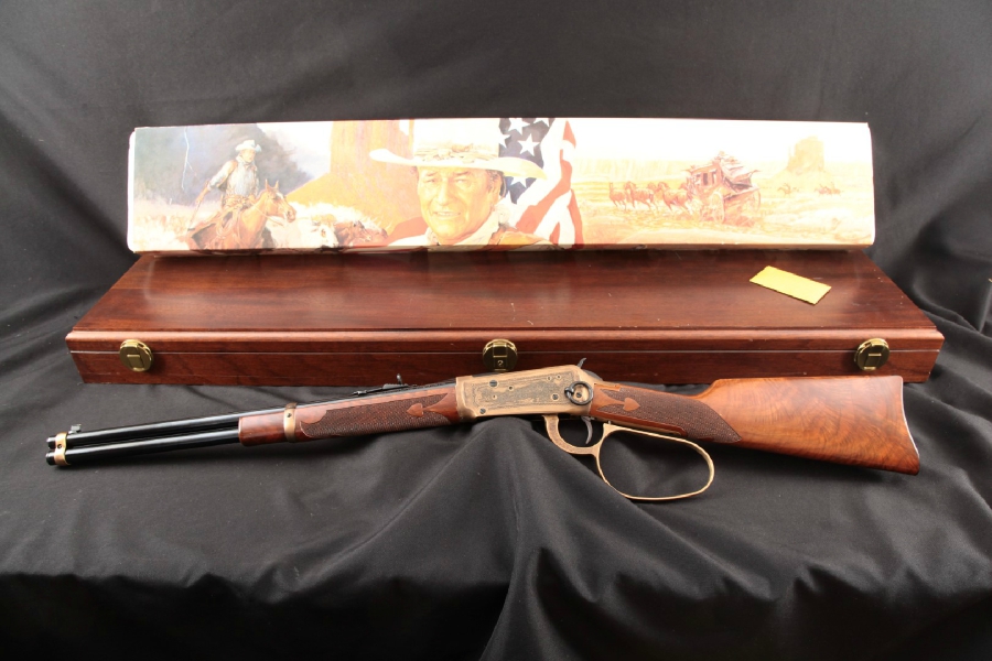 Winchester Model 94 “Duke One of One Thousand” Commemorative, Large Loop, Blue/Antique Gold 18 ¼” - Lever Action S.R.C, Box & Wood Case, MFD 1981 C&R - Picture 8