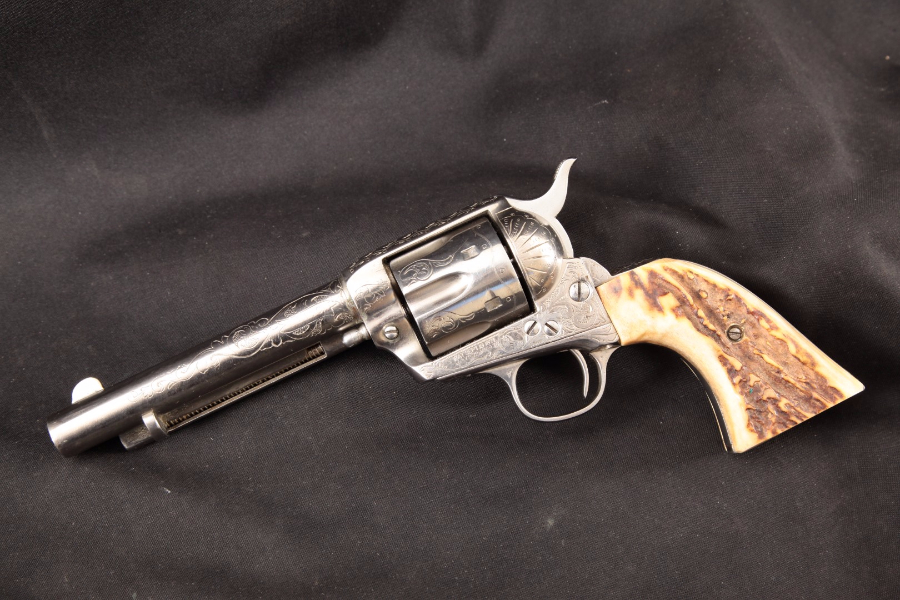 Colt Model 1873 SAA 1st Gen. Early Smokeless Powder, Nickel & Engraved 5 ½” - SAA Single Action Revolver, MFD 1907 C&R - Picture 5