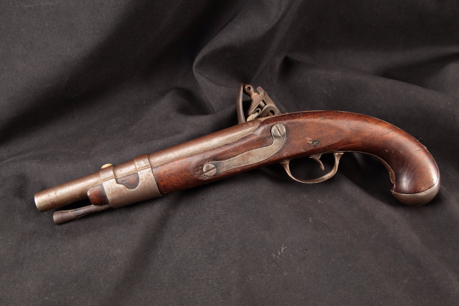 Simeon North Model 1816 U.S. Marked Flintlock Pistol, Brown/Case 8 ½” - Rare Single Shot Pistol, MFD 1816-1820 Antique - Picture 6