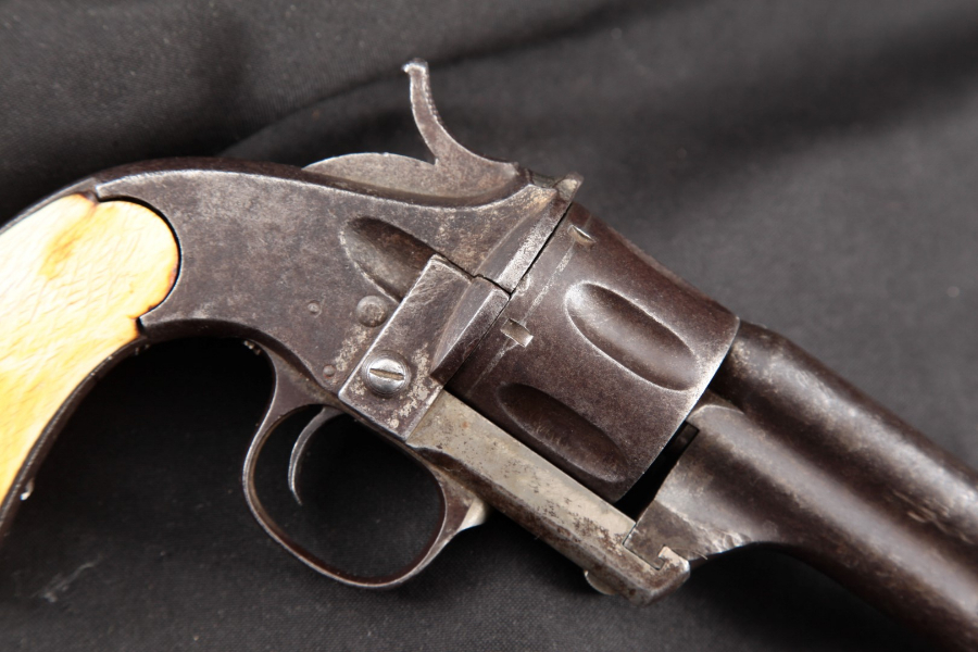 Hopkins & Allen - Merwin Hulbert Frontier Model Large Frame 1st Model, Bone Grips, Chrome 7” Single Action Revolver, MFD 1877-78 Antique - Picture 4