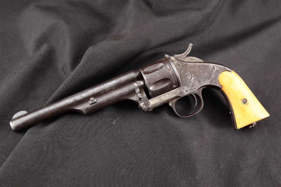 Hopkins & Allen - Merwin Hulbert Frontier Model Large Frame 1st Model, Bone Grips, Chrome 7” Single Action Revolver, MFD 1877-78 Antique - Picture 6