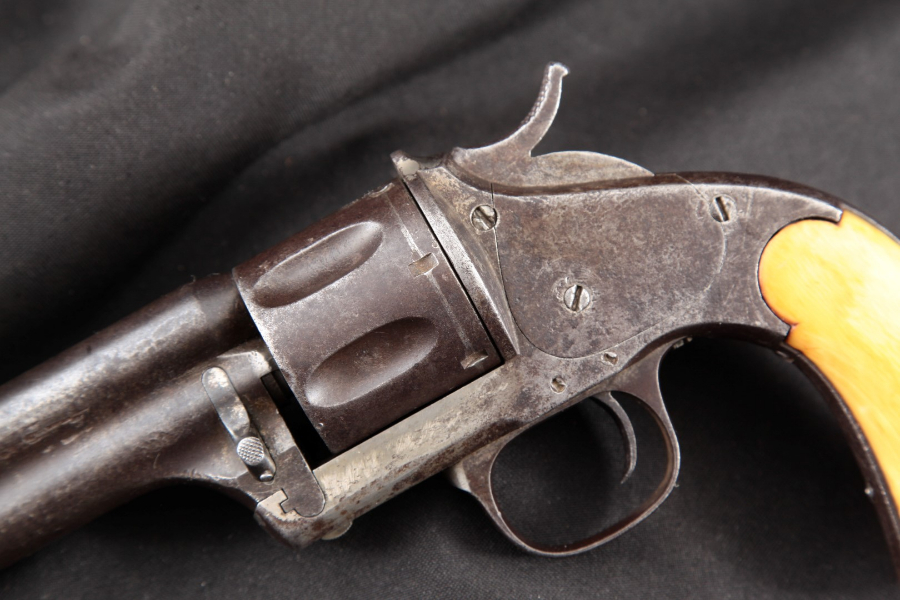 Hopkins & Allen - Merwin Hulbert Frontier Model Large Frame 1st Model, Bone Grips, Chrome 7” Single Action Revolver, MFD 1877-78 Antique - Picture 8