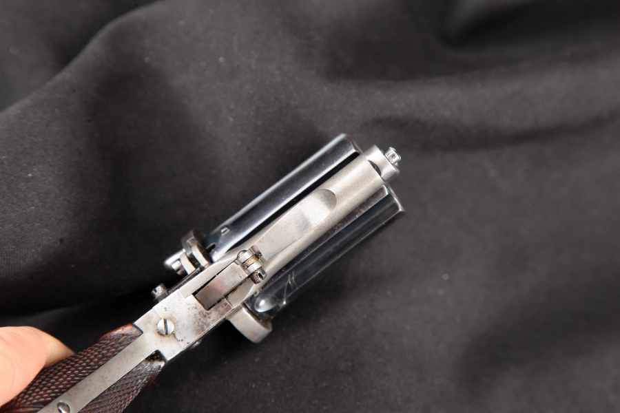 Belgian - Meyers Pinfire 6-Shot Folding Trigger, Blue/Silver 1 7/8” DAO Pepperbox, MFD 1866-77 Antique 7.55mm Pinfire - Picture 10