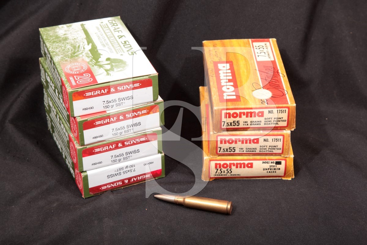 145x factory reloads 7 5x55 swiss 150 gr 180 gr ppu norma 7 5 