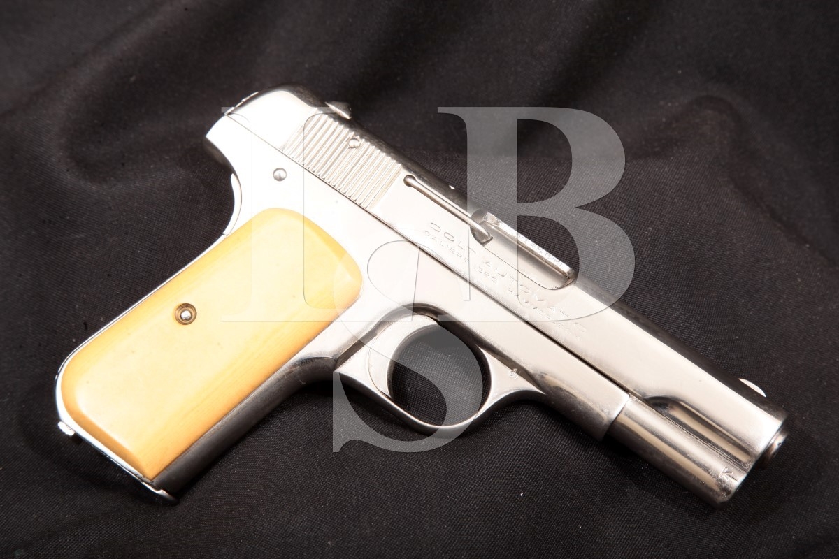 Colt Model 1908 M1908 Pocket Hammerless, Nickel 3 3/4" Single Action